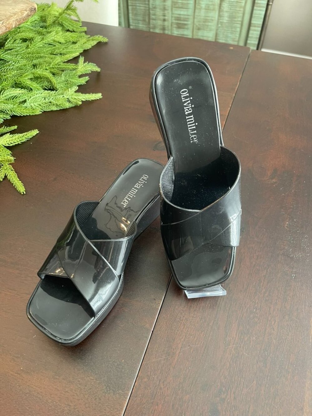 Olivia Miller Jelly Slip-On Wedge Sandal Size 6